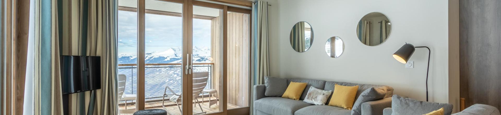 Ski verhuur Appartement 4 kamers bergnis 10 personen (203) - Résidence le Ridge - Les Arcs - Woonkamer