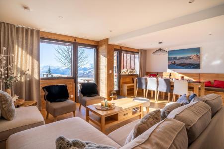 Rent in ski resort 6 room triplex chalet 12 people - Chalet St Barth - Les Arcs - Living room