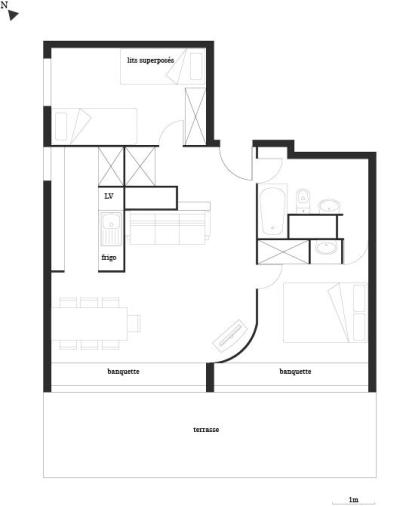 Rent in ski resort 3 room apartment 7 people (669) - Résidence Cascade - Les Arcs - Plan