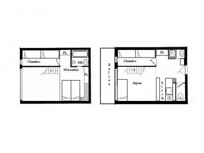 Alquiler al esquí Apartamento 3 piezas mezzanine para 8 personas (201) - Résidence les Tournavelles - Les Arcs - Plano
