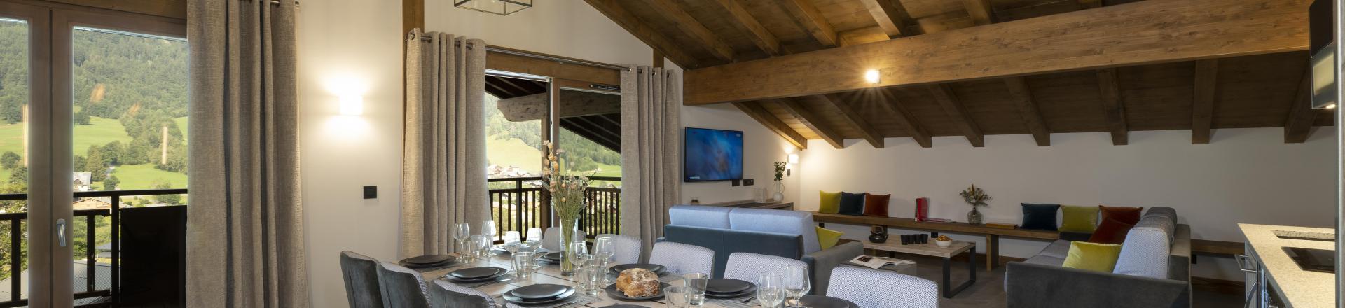 Rent in ski resort 5 room apartment 10 people (Prestige) - Résidence Les Chalets Láska - Les Contamines-Montjoie - Dining area