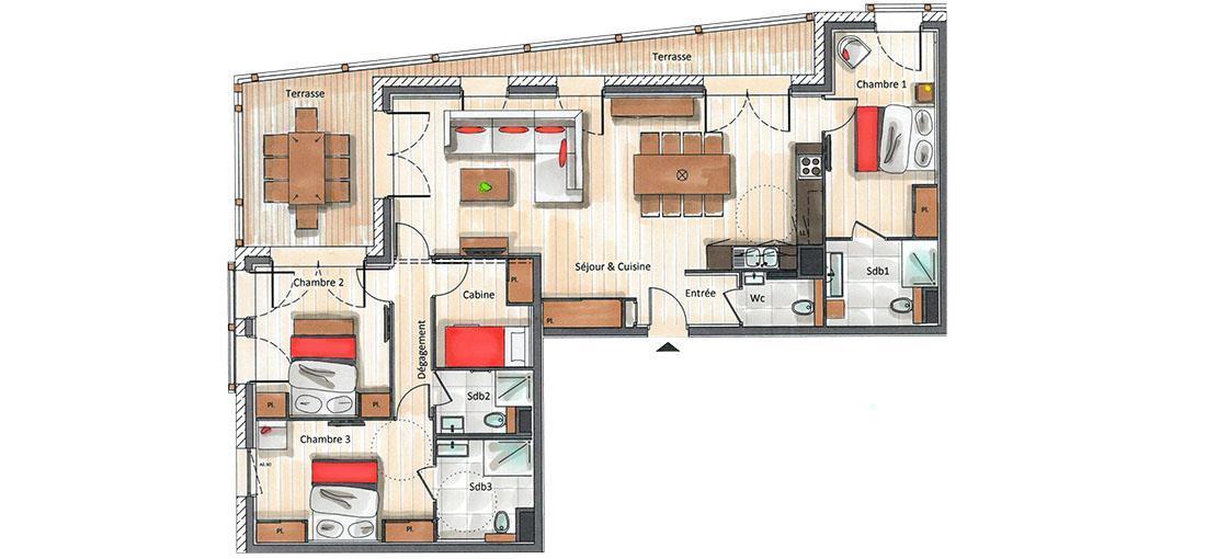 Location au ski Appartement 4 pièces cabine 6-8 personnes (A103) - Annapurna - Les Gets