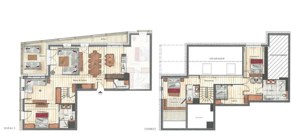 Location au ski Appartement duplex 4 pièces cabine 8-10 personnes (A303) - Annapurna - Les Gets - Plan