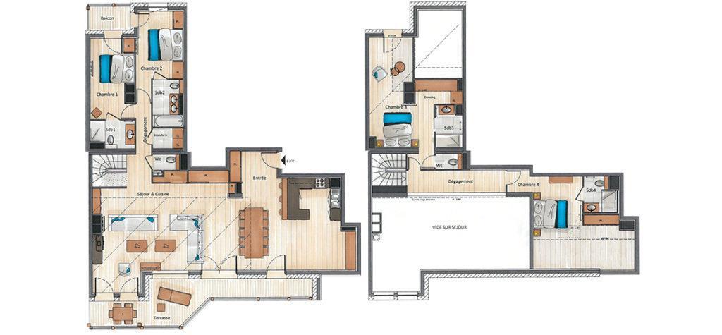 Location au ski Appartement duplex 5 pièces 7-9 personnes (B301) - Annapurna - Les Gets - Plan