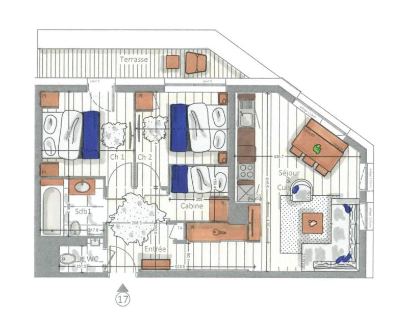 Location au ski Appartement 3 pièces cabine 4-6 personnes (17) - Kinabalu - Les Gets - Plan