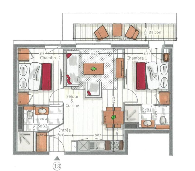 Location au ski Appartement 3 pièces 4 personnes (18) - Kinabalu - Les Gets - Plan