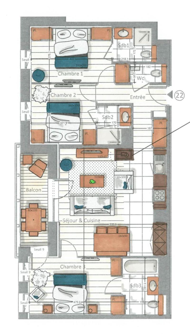 Location au ski Appartement 4 pièces 6 personnes (22) - Kinabalu - Les Gets - Plan