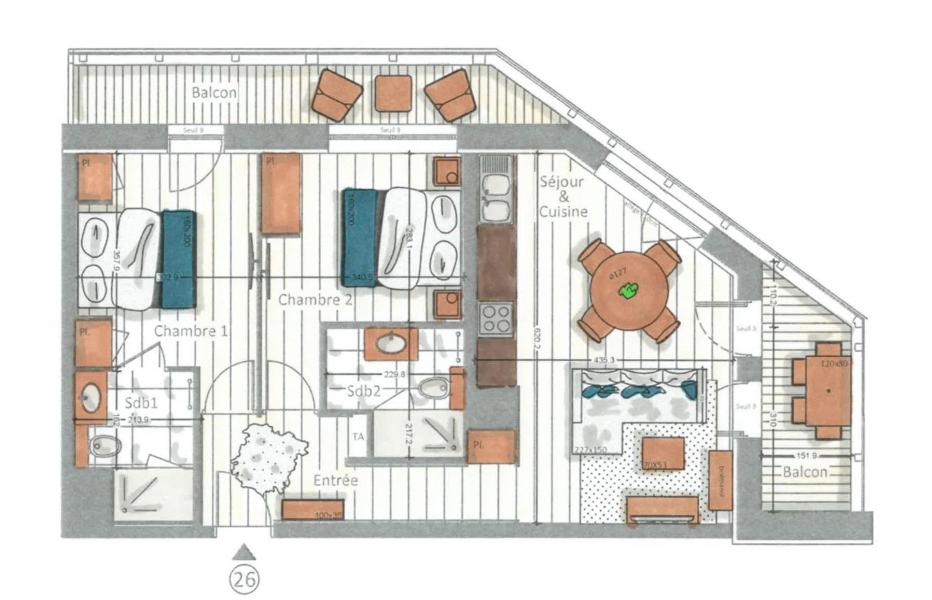 Location au ski Appartement 3 pièces 4 personnes (26) - Kinabalu - Les Gets - Plan