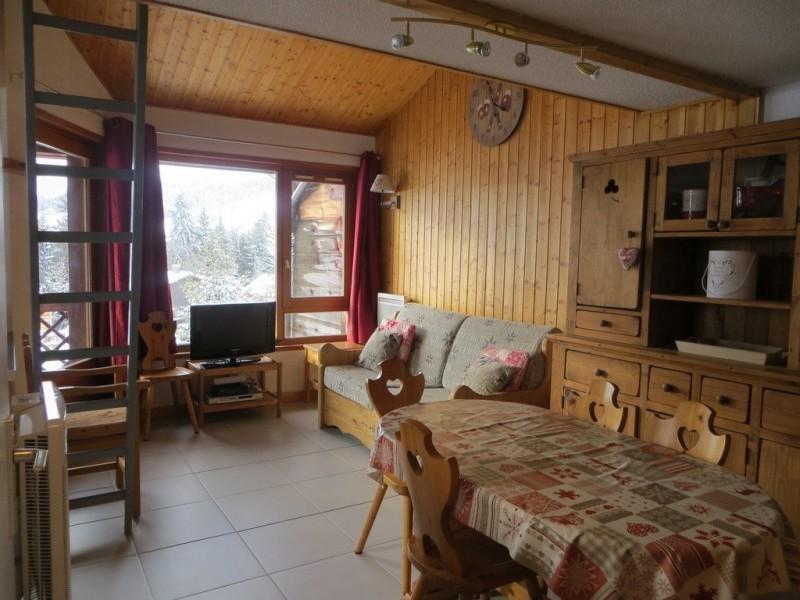 Skiverleih Wohnung 2 Mezzanine Zimmer 4 Leute - Résidence Bois de Lune  - Les Gets - Wohnzimmer