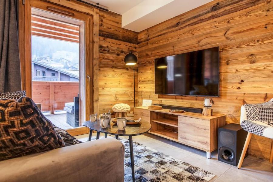 Skiverleih 2-Zimmer-Holzhütte für 4 Personen - Résidence Carmine Lodge - Les Gets - Wohnzimmer