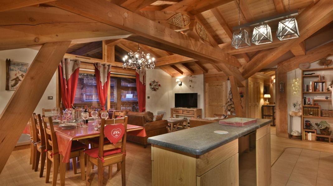 Ski verhuur Appartement 6 kamers 10 personen - Résidence Mont Chéry - Les Gets - Woonkamer