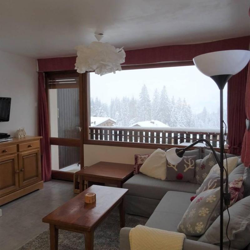 Ski verhuur Appartement 3 kamers 6 personen - Résidence Plein Soleil - Les Gets - Woonkamer