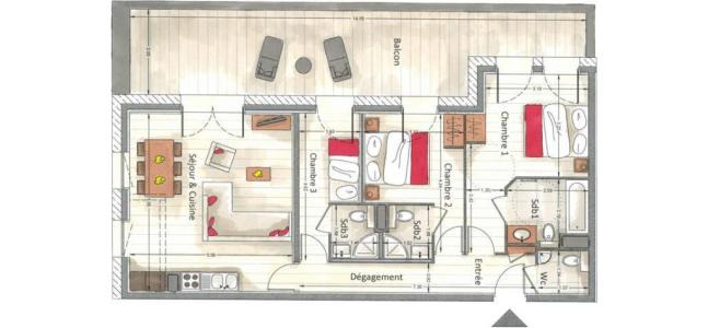 Location au ski Appartement 3 pièces cabine 4-6 personnes (A002) - Annapurna - Les Gets - Plan