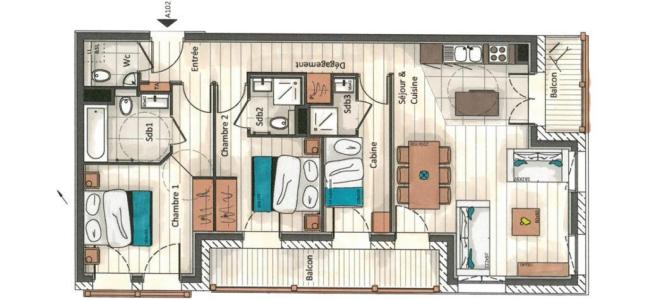 Ski verhuur Appartement 3 kabine kamers 4-6 personen (A102) - Annapurna - Les Gets - Kaart