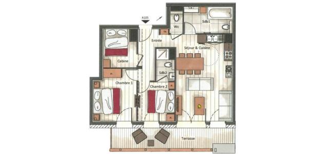 Location au ski Appartement 4 pièces 6 personnes (A105) - Annapurna - Les Gets - Plan