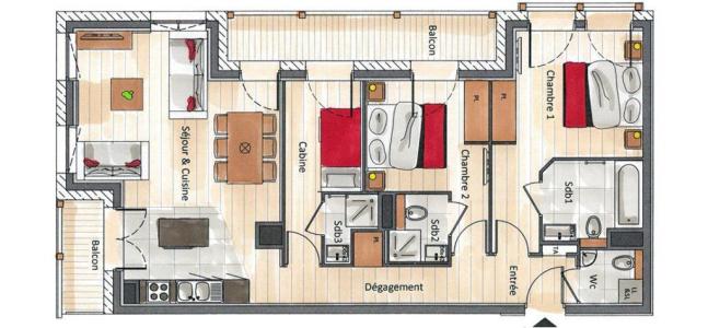 Location au ski Appartement 3 pièces cabine 4-6 personnes (A202) - Annapurna - Les Gets - Plan