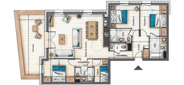 Location au ski Appartement 4 pièces cabine 6-8 personnes (B103) - Annapurna - Les Gets - Plan