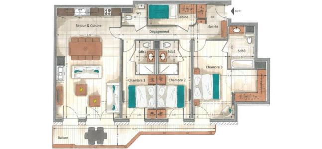 Location au ski Appartement 4 pièces cabine 6-8 personnes (B201) - Annapurna - Les Gets - Plan