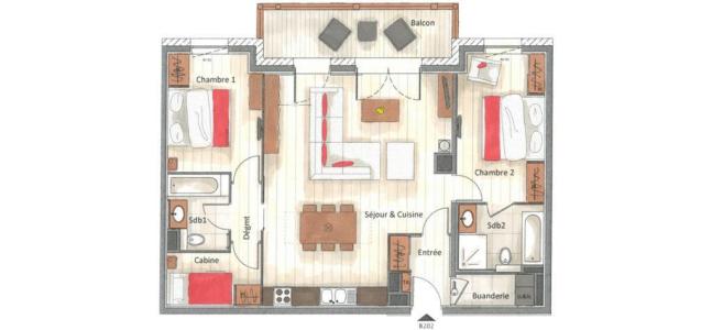 Location au ski Appartement 3 pièces cabine 4-6 personnes (B202) - Annapurna - Les Gets - Plan