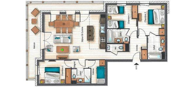 Ski verhuur Appartement 4 kabine kamers 6-8 personen (B203) - Annapurna - Les Gets - Kaart