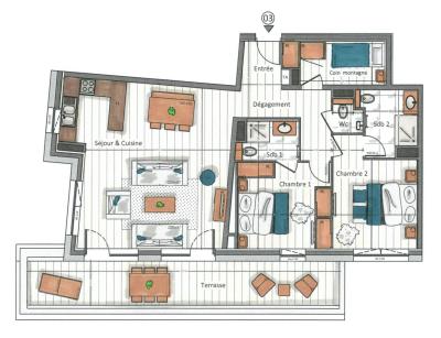 Location au ski Appartement 3 pièces cabine 4-6 personnes (3) - Kinabalu - Les Gets - Plan