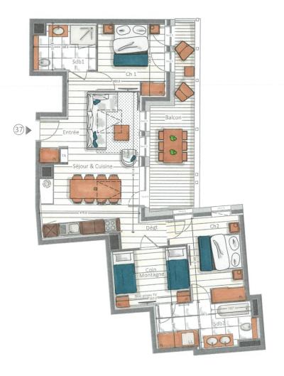 Location au ski Appartement 3 pièces cabine 5-7 personnes (37) - Kinabalu - Les Gets - Plan