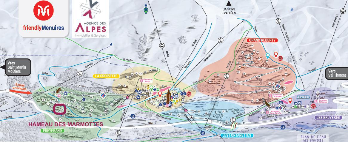 Ski verhuur Hameau des Marmottes - Les Menuires - Kaart