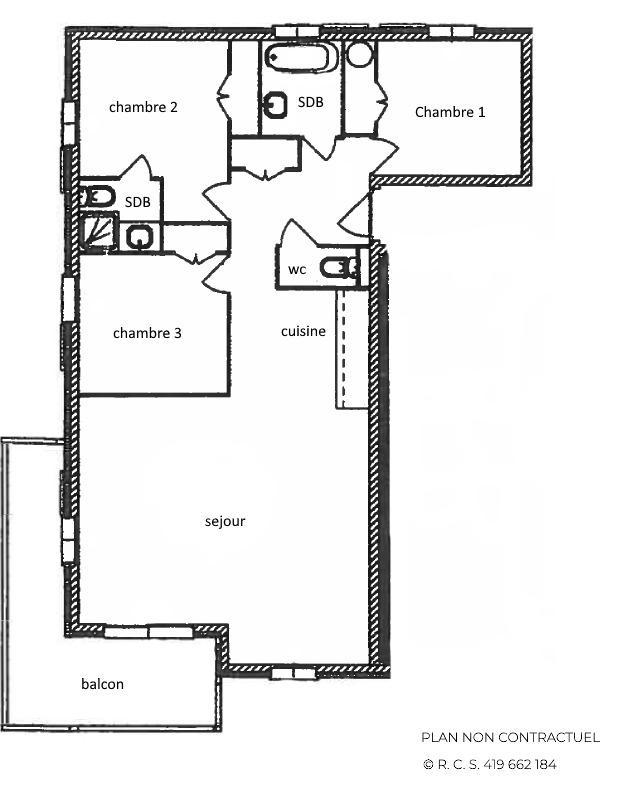 Wynajem na narty Apartament 4 pokojowy 6 osób (A7) - Hameau des Marmottes - Les Menuires - Plan