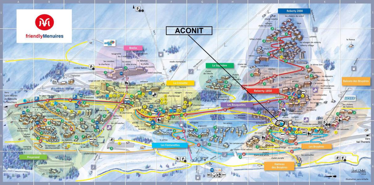 Soggiorno sugli sci La Résidence Aconit - Les Menuires - Mappa