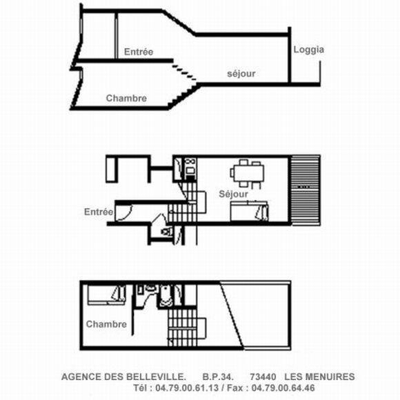 Location au ski Appartement duplex 2 pièces 5 personnes (612) - La Résidence Côte Brune - Les Menuires - Plan