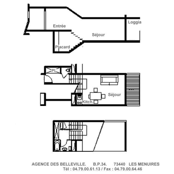 Location au ski Studio duplex 4 personnes (212) - La Résidence Côte Brune - Les Menuires - Plan
