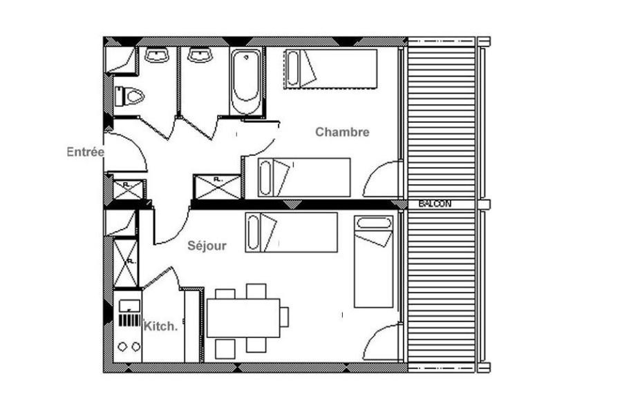 Аренда на лыжном курорте Апартаменты 2 комнат 5 чел. (523) - La Résidence la Chavière - Les Menuires - план