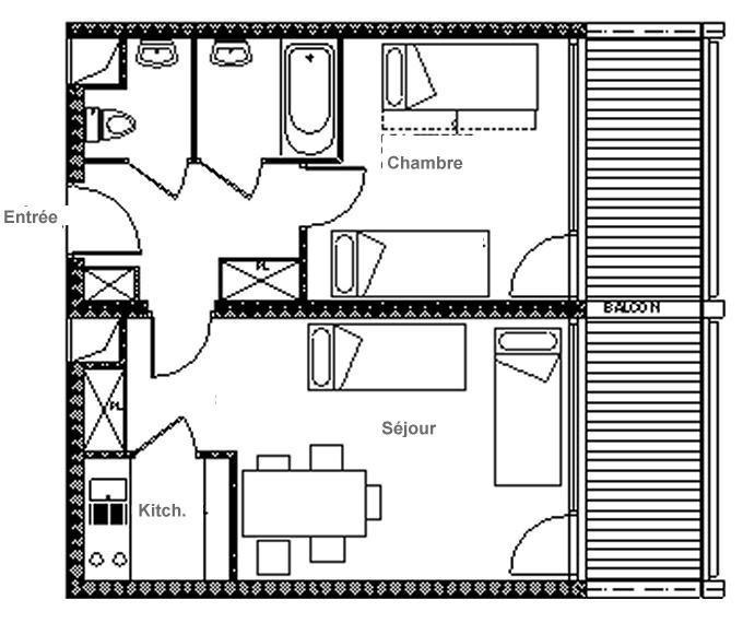 Skiverleih 2-Zimmer-Appartment für 5 Personen (621) - La Résidence la Chavière - Les Menuires - Plan