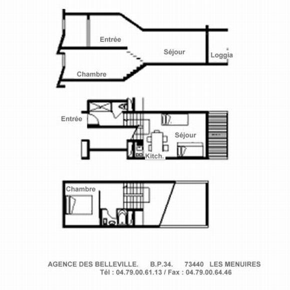 Rent in ski resort 2 room duplex apartment 5 people (925) - La Résidence le Danchet - Les Menuires - Bedroom