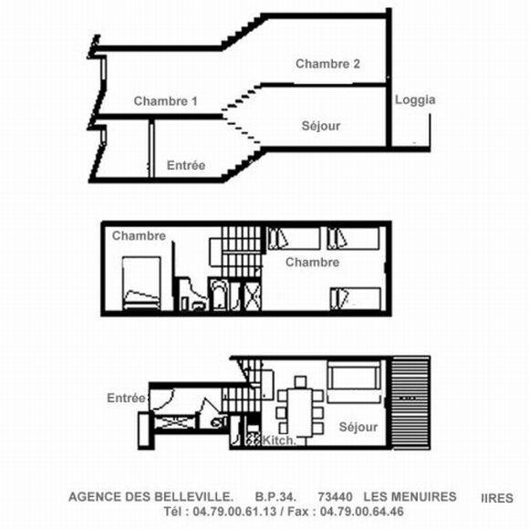 Rent in ski resort 3 room triplex apartment 8 people (419) - La Résidence Nant Benoit - Les Menuires - Bedroom