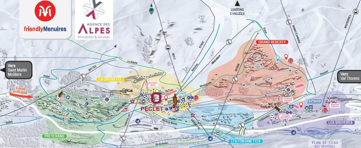 Soggiorno sugli sci La Résidence Peclet - Les Menuires - Mappa
