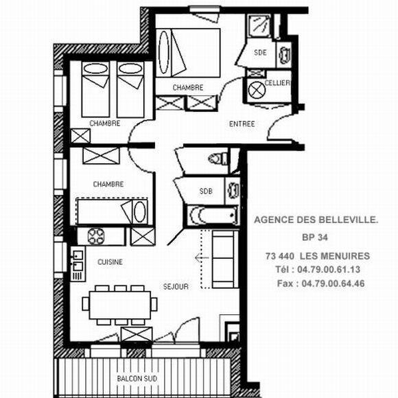 Rent in ski resort 4 room apartment 8 people (9) - Le Hameau de la Sapinière - Chalet Cembro - Les Menuires - Bedroom