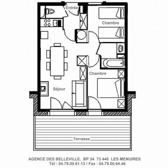 Skiverleih 3-Zimmer-Appartment für 6 Personen (1) - Le Hameau de la Sapinière - Chalet Cembro - Les Menuires - Plan