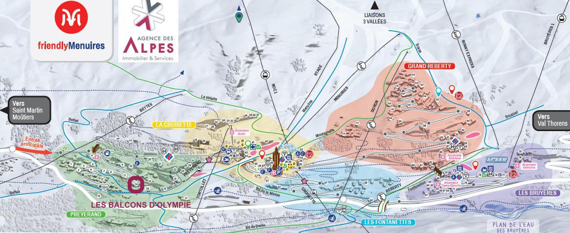 Ski verhuur Les Balcons d'Olympie - Les Menuires - Kaart