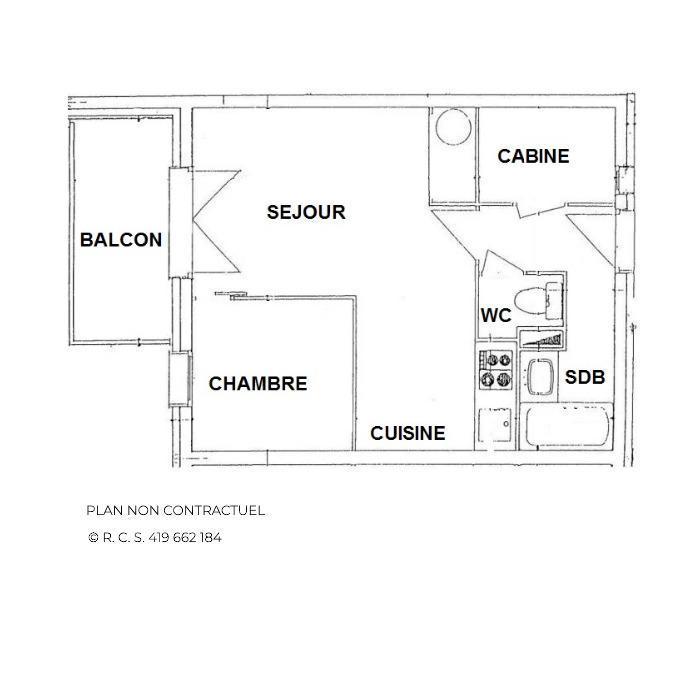 Rent in ski resort 2 room apartment cabin 4 people (13) - Les Balcons d'Olympie - Les Menuires - Plan