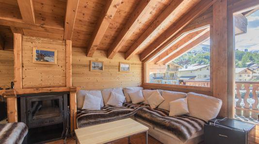 Rent in ski resort 7 room duplex chalet 12 people (Irène) - Les Chalets de Bettaix - Les Menuires - Living room