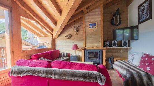 Rent in ski resort 7 room duplex chalet 12 people (Katerina) - Les Chalets de Bettaix - Les Menuires - Living room