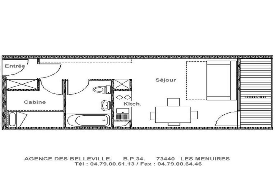 Аренда на лыжном курорте Квартира студия кабина для 4 чел. (1011) - Résidence Asters B3 - Les Menuires - план