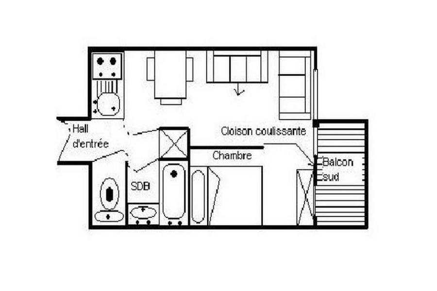 Wynajem na narty Apartament 2 pokojowy 4 osób (328) - Résidence Boedette D - Les Menuires - Plan