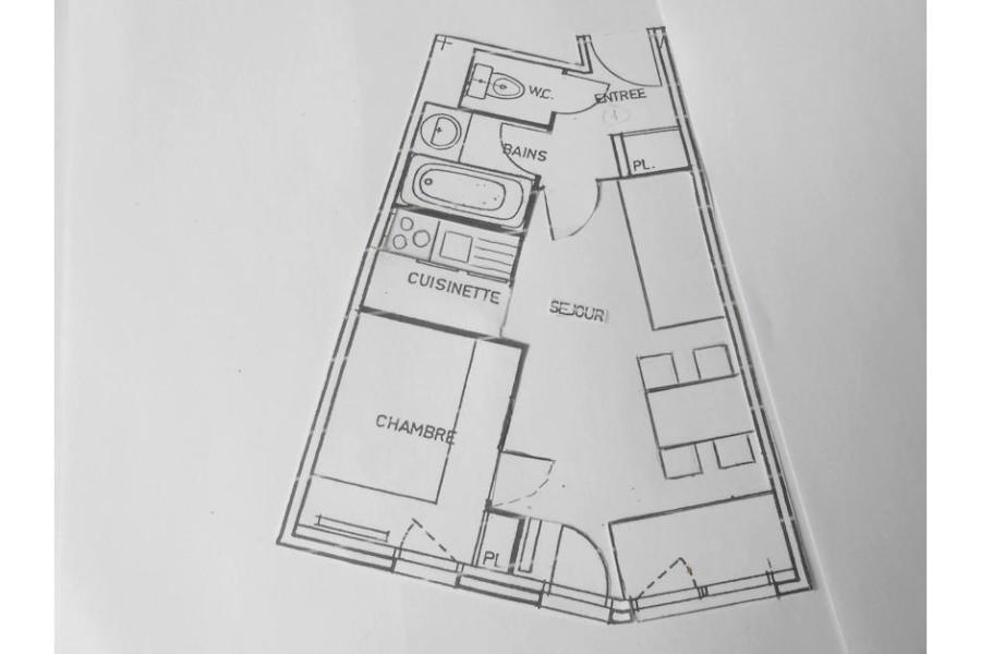 Rent in ski resort 2 room apartment 4 people (224) - Résidence Boedette D - Les Menuires - Plan