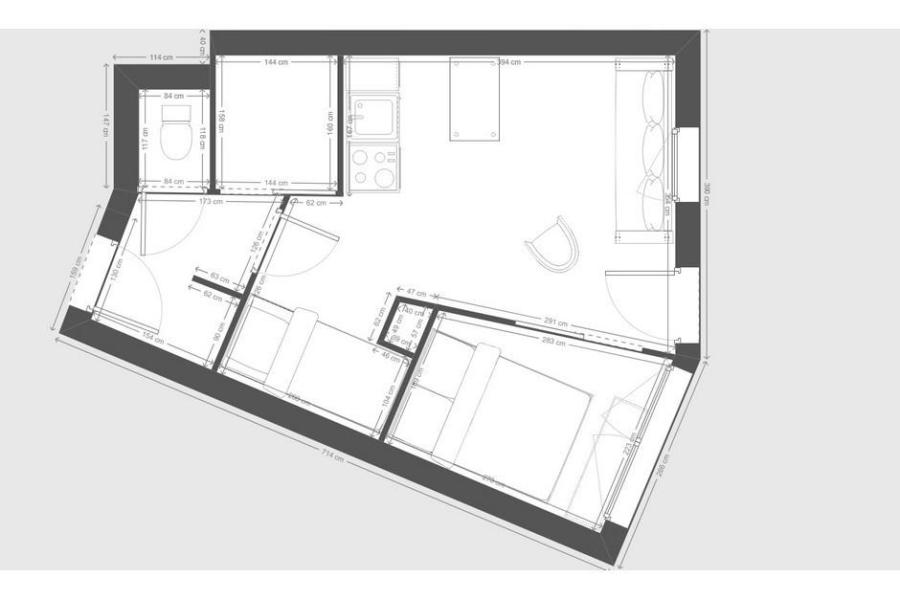 Location au ski Appartement 2 pièces 4 personnes (0126) - Résidence Boedette D - Les Menuires - Plan