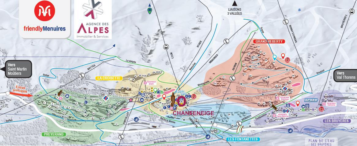 Soggiorno sugli sci Résidence Chanteneige - Les Menuires - Mappa