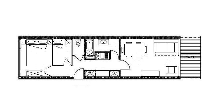Rent in ski resort 2 room apartment cabin 6 people (AL0R04) - Résidence des Alpages - Les Menuires - Plan