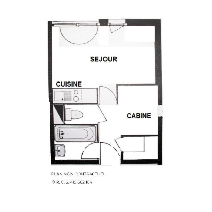 Location au ski Studio cabine 4 personnes (106) - Résidence Gentianes - Les Menuires - Plan
