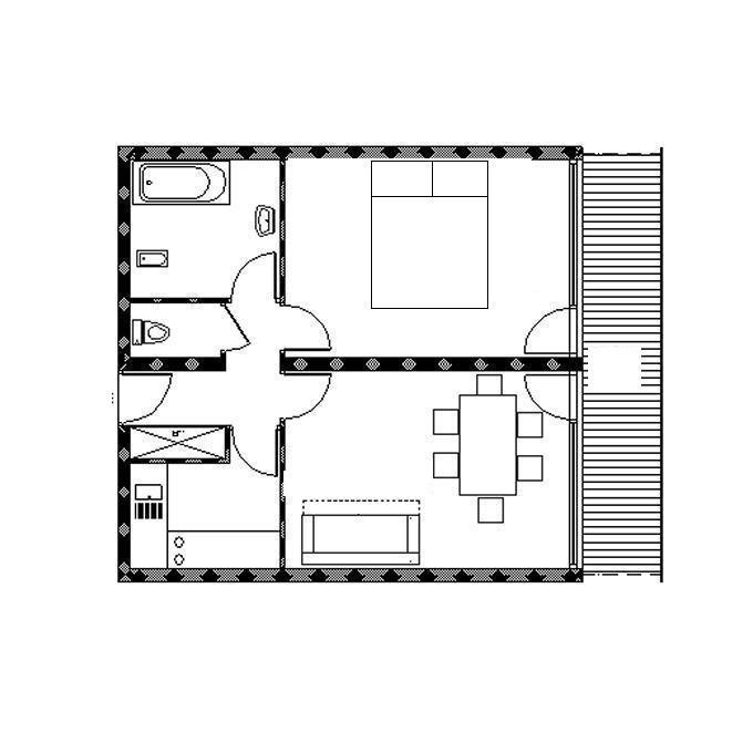 Rent in ski resort 2 room apartment 4 people (39) - Résidence la Vanoise - Les Menuires - Plan